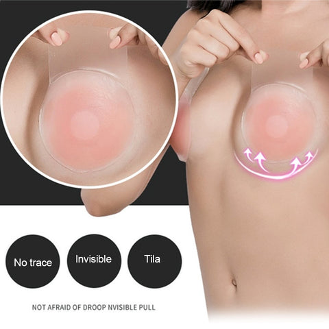1 Pair Reusable Invisible Silicone Chest Sticker Pure Silica Gel  Nipple Pads Anti-Sagging Lift Up Breast Adhesive Chest Paste