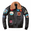 2019 Brown Men TOP GUN Pilot Leather Jacket Wool Collar Plus Size XXXL Genuine Cowhide Winter Russian Aviator Coat FREE SHIPPING