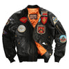 2016 Men Black Top Gun Leather Pilot Jacket Real Sheepskin Short Plus Size XXXL Men Winter Military Russian Coat FREE SHIPPING