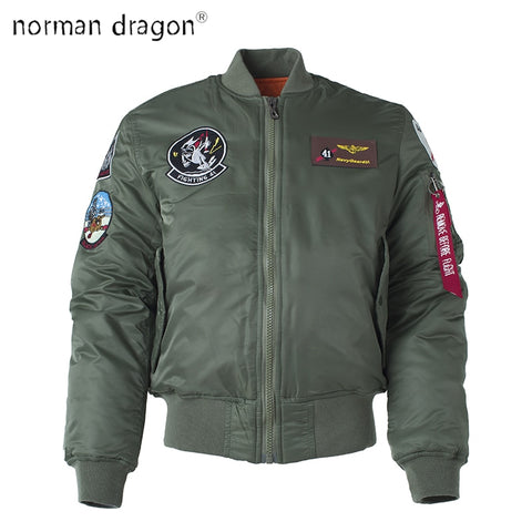 2018 Top Gun Thick Winter Bomber Flight Ma-1 Jacket polar embroidery stylish streetwear quilted lining puffer letterman for men